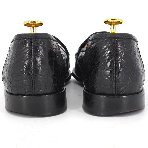 Zelli Tuscany Exotic Black Caiman Crocodile Dress Shoes Men 9 Penny Loafer Italy main image 7